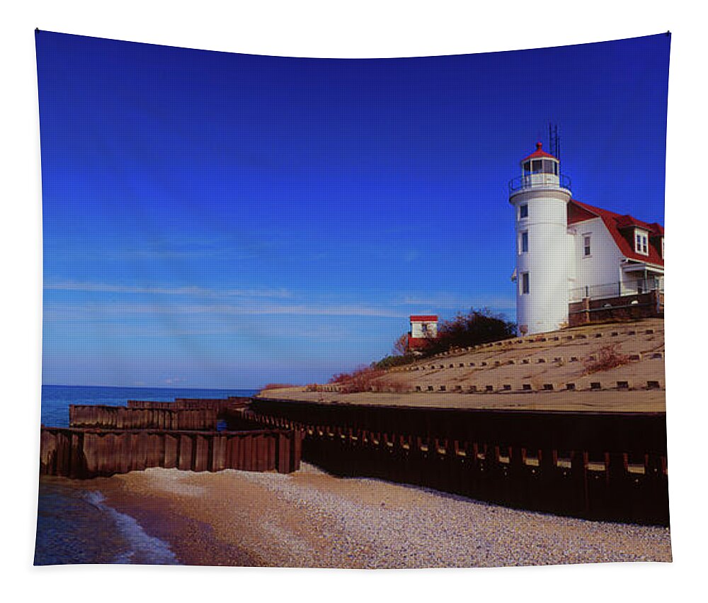 Photography Tapestry featuring the photograph Point Betsie Lighthouse, Frankfort by Panoramic Images