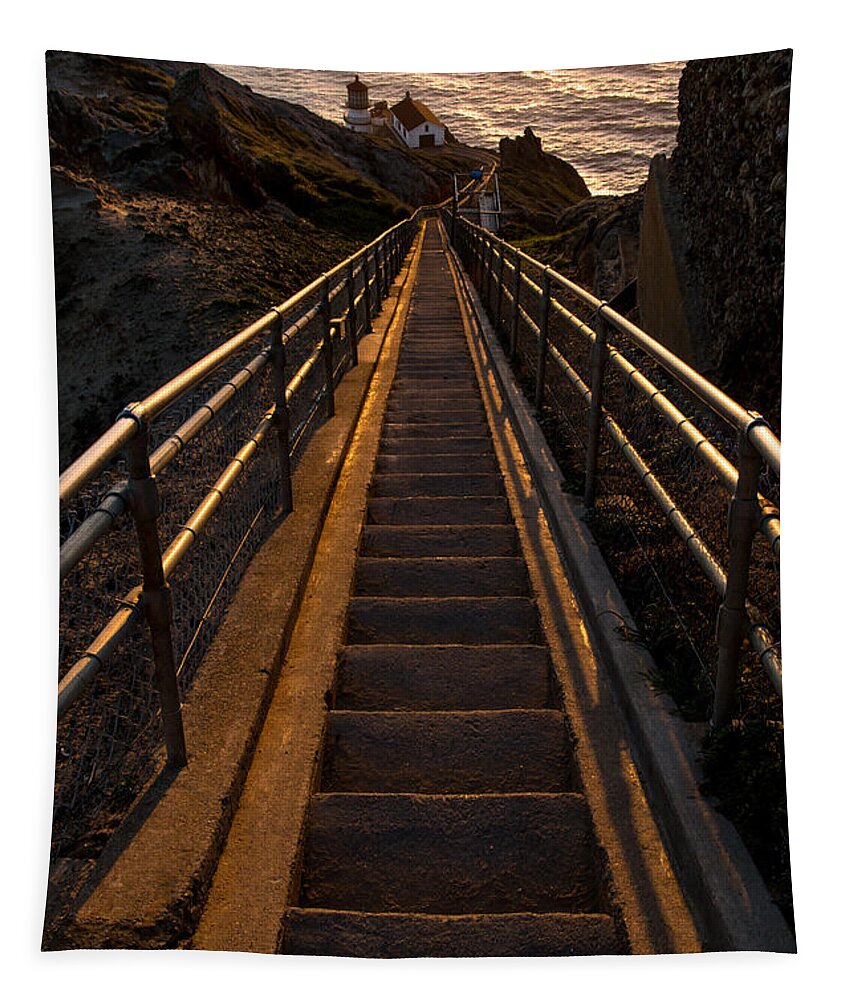 Point Reyes Tapestry featuring the photograph Point Reyes Lighthouse Staircase by John Daly