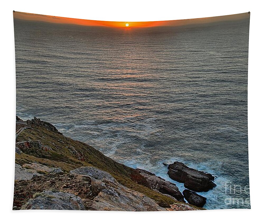 Point Reyes National Seashore Tapestry featuring the photograph Point Reyes Lighthouse Sunset by Adam Jewell