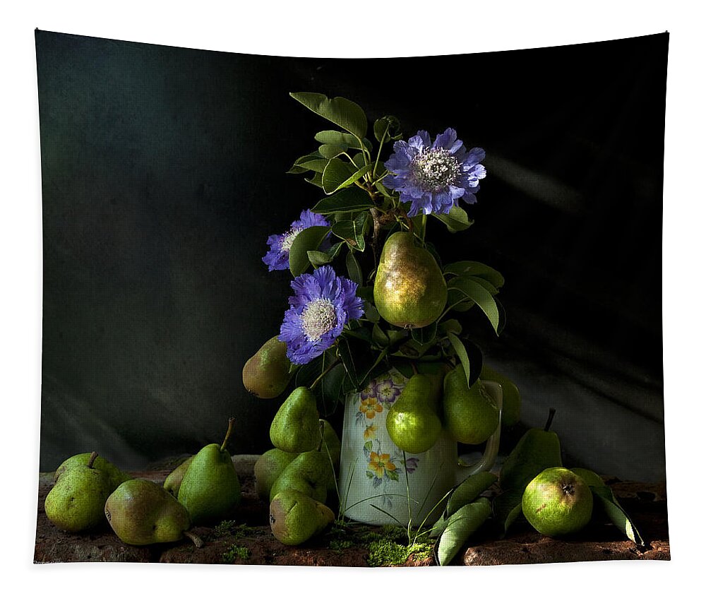 Chiaroscuro Tapestry featuring the photograph Poires Et Fleurs by Theresa Tahara