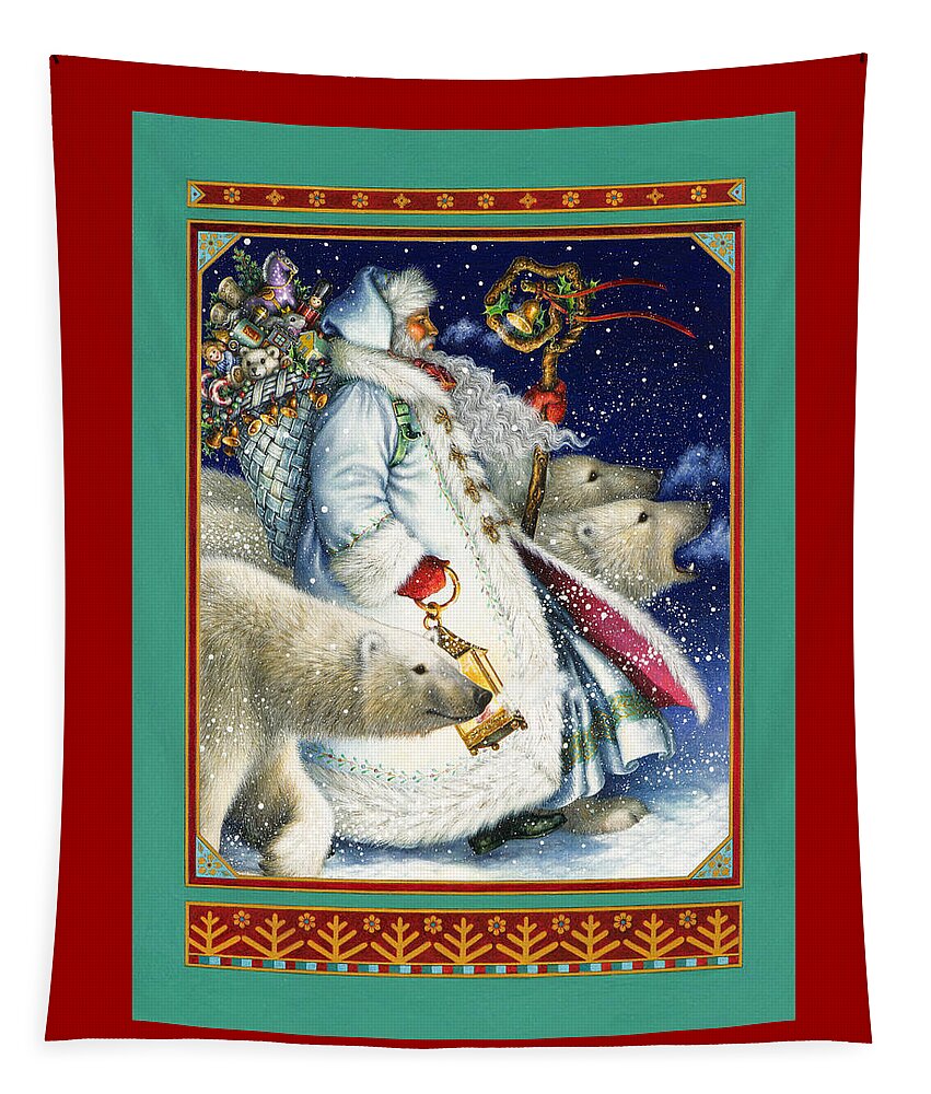Santa Claus Tapestry featuring the painting Polar Magic by Lynn Bywaters