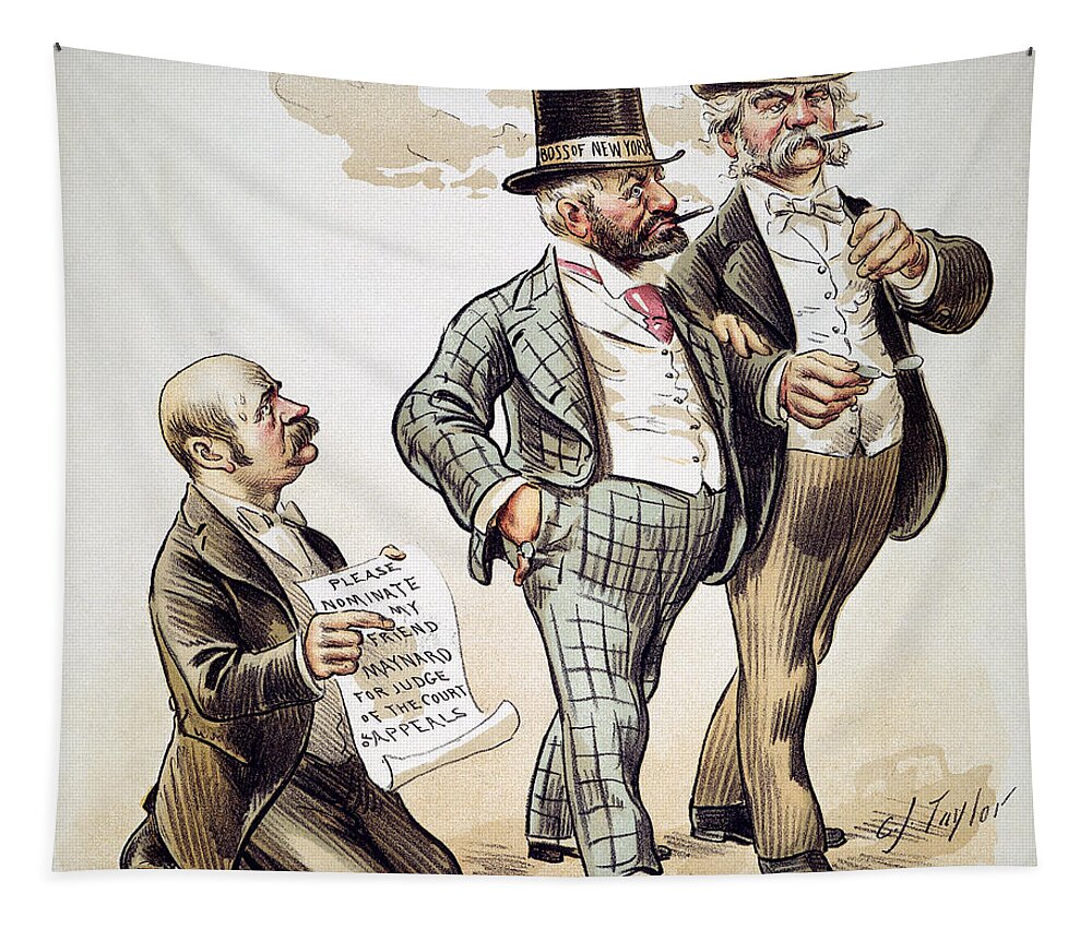 1893 Tapestry featuring the drawing Political Corruption 1893 by Granger