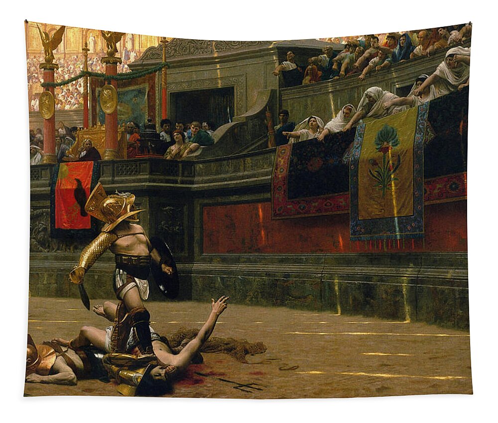 Pollice Verso Tapestry featuring the painting Pollice Verso by War Is Hell Store
