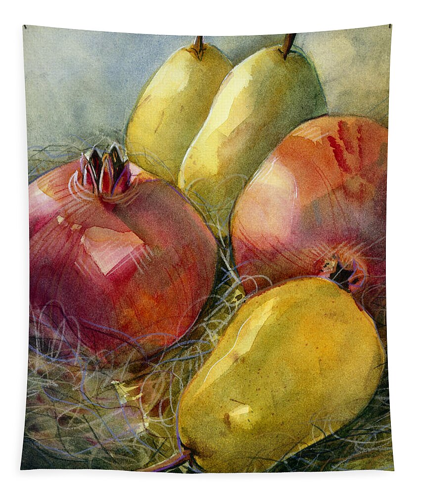 Jen Norton Tapestry featuring the painting Pomegranates and Pears by Jen Norton