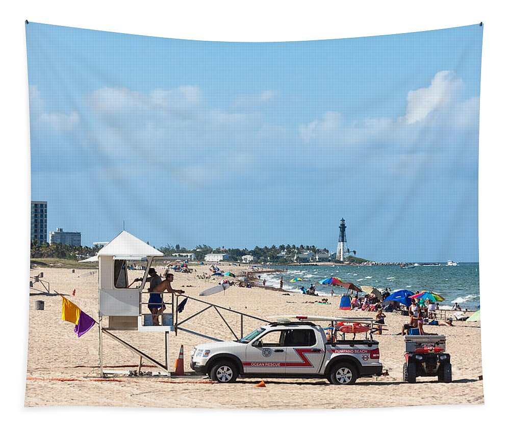 Activity Tapestry featuring the photograph Pompano Beach Activity by Ed Gleichman