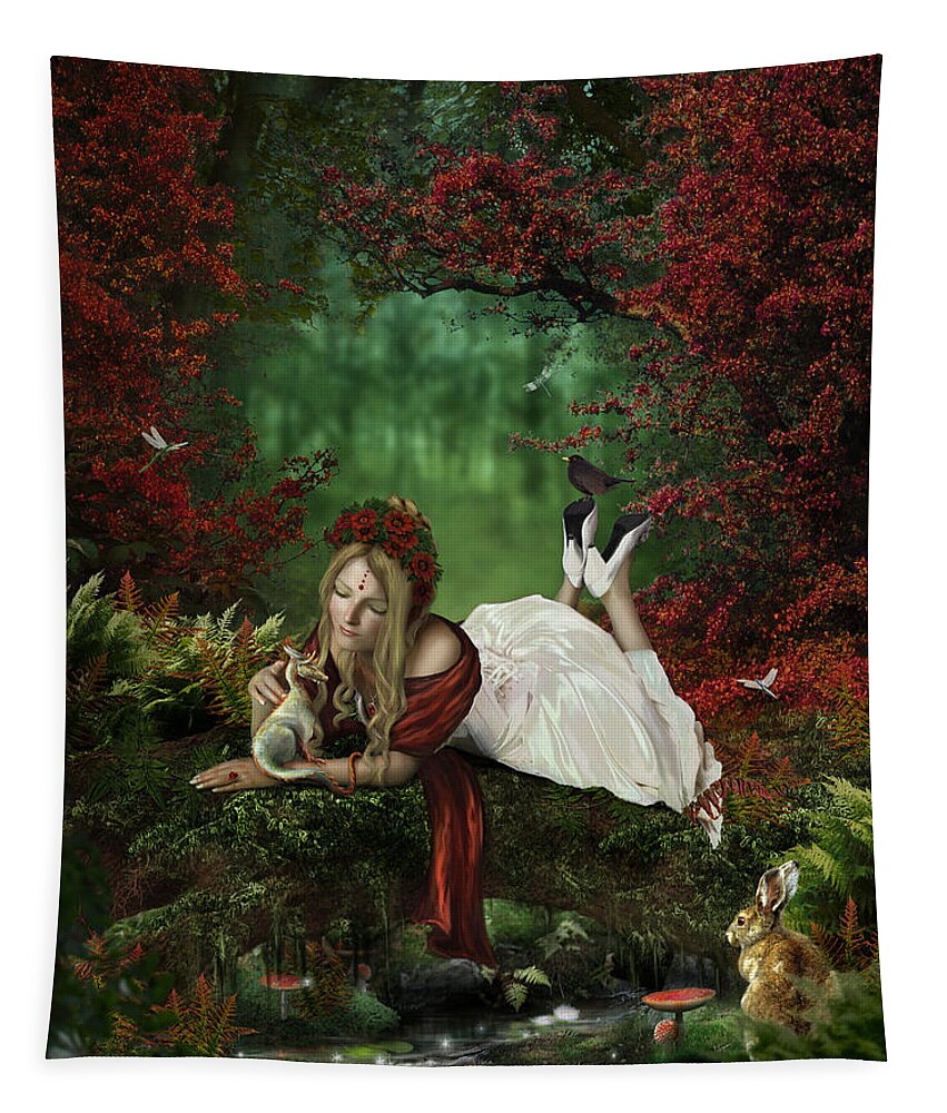 Fantasy Tapestry featuring the digital art Pondering by FireFlux Studios