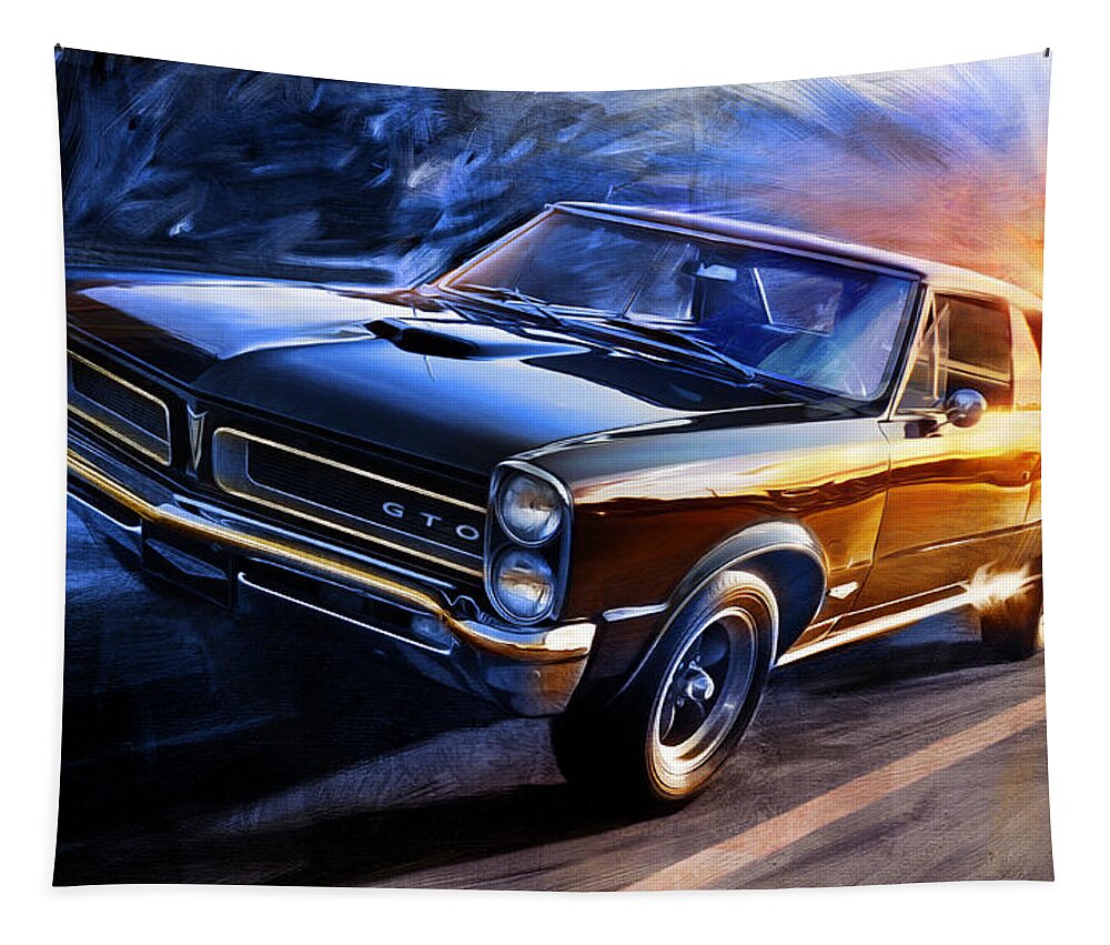 Pontiac Tempest Gto Tapestry featuring the digital art 1965 Pontiac Tempest GTO Sunset by Garth Glazier