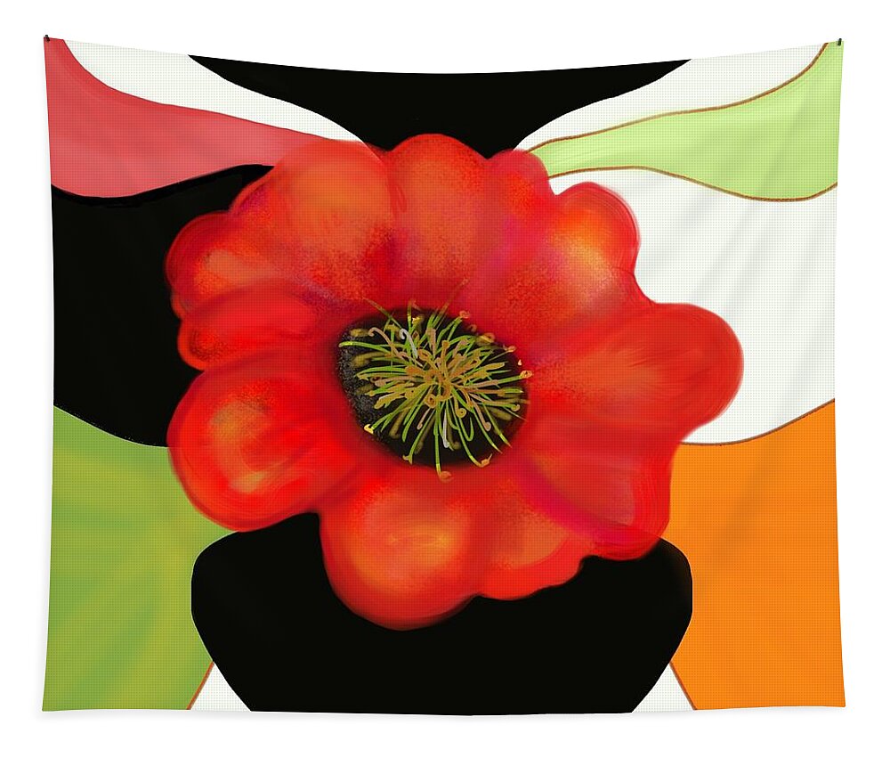 Poppy Tapestry featuring the painting Pop Poppy by Christine Fournier