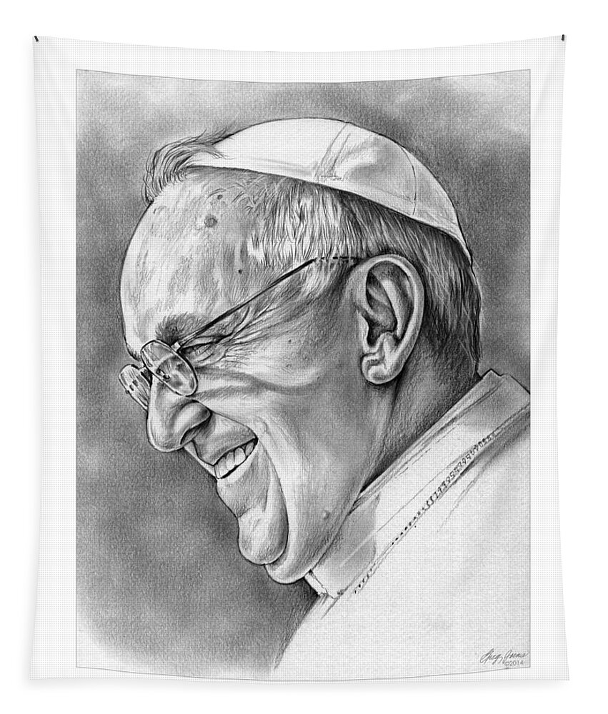 Celebrities Tapestry featuring the drawing Pope Francis by Greg Joens