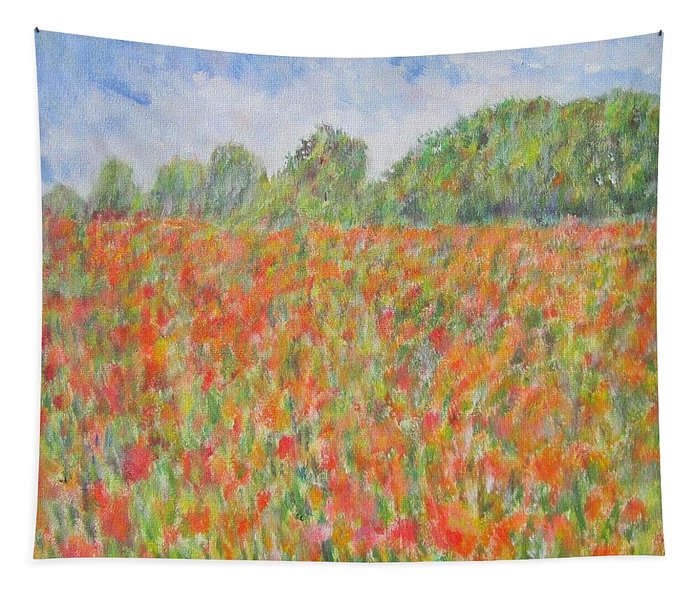 Impressionism Tapestry featuring the painting Poppies in a Field in Afghanistan by Glenda Crigger