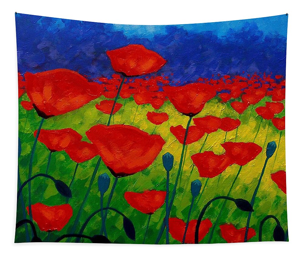 Poppies Tapestry featuring the painting Poppy Corner II by John Nolan