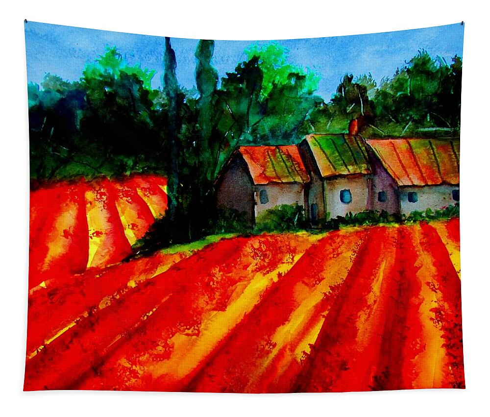 Poppies Tapestry featuring the painting Poppy Field SOLD by Lil Taylor