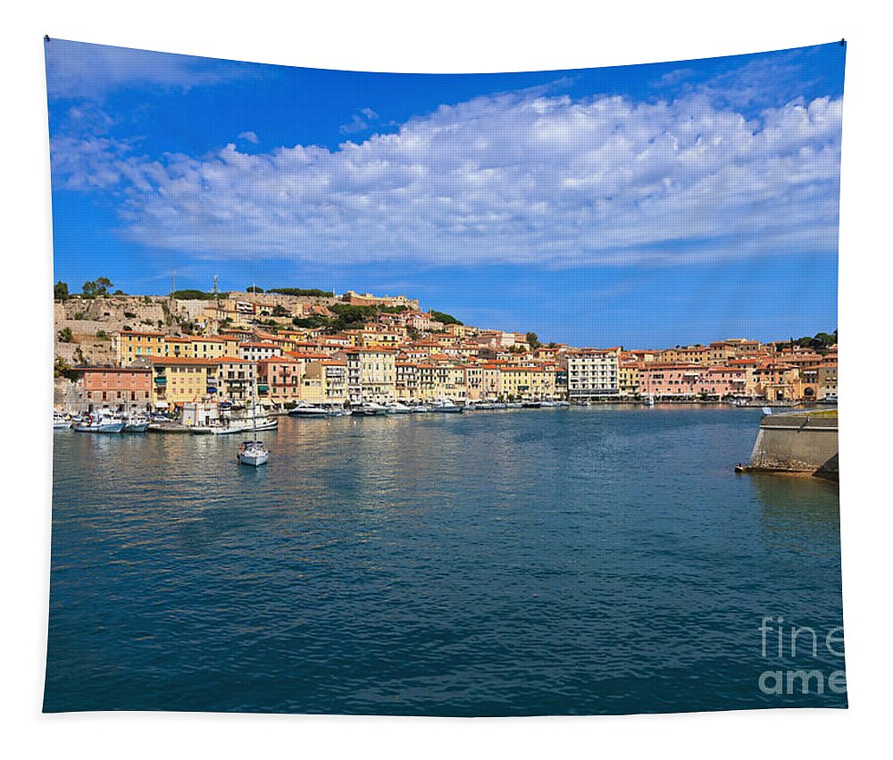 Italy Tapestry featuring the photograph Portoferraio - view from the sea by Antonio Scarpi