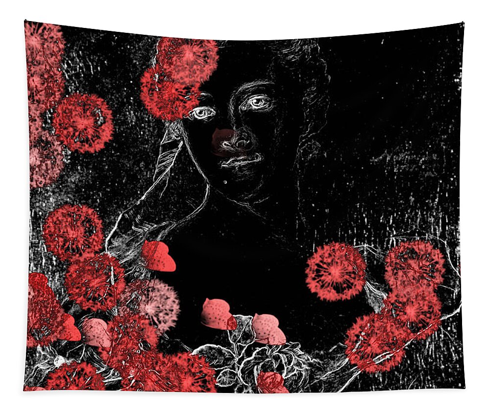 Black Digital Art Tapestry featuring the digital art Portrait in Black - s0201b by Variance Collections