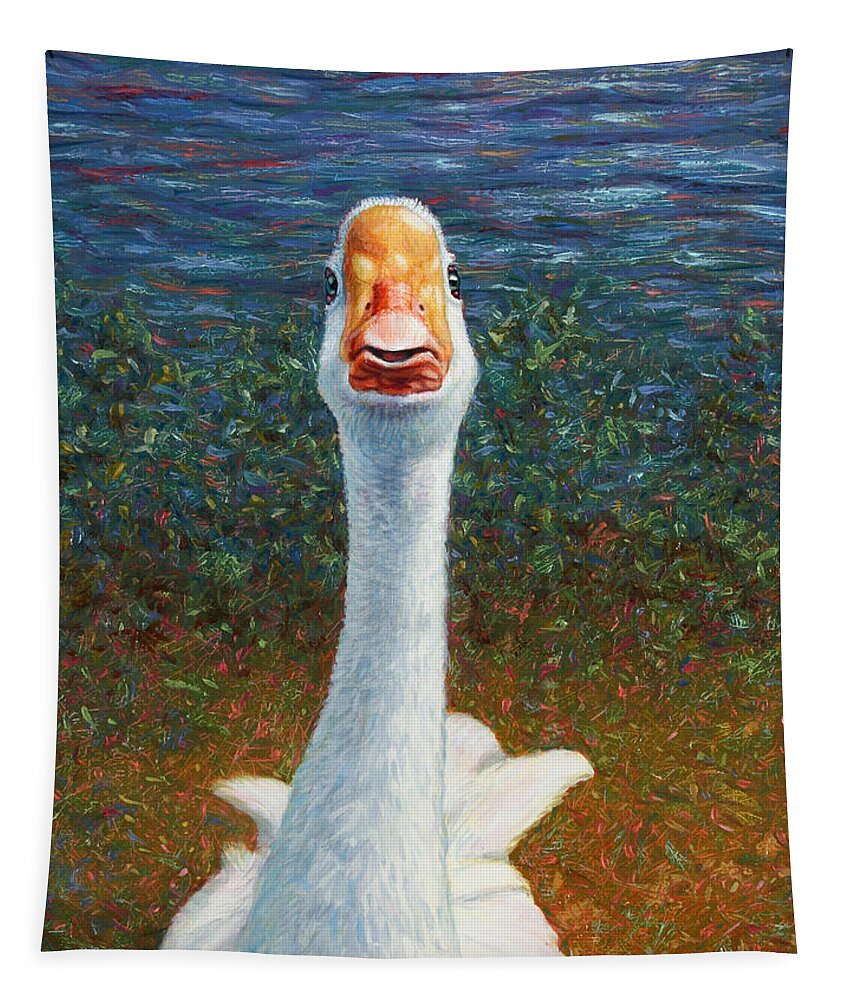 Goose Tapestry featuring the painting Portrait of a Goose by James W Johnson