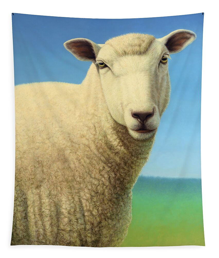 Sheep Tapestry featuring the painting Portrait of a Sheep by James W Johnson