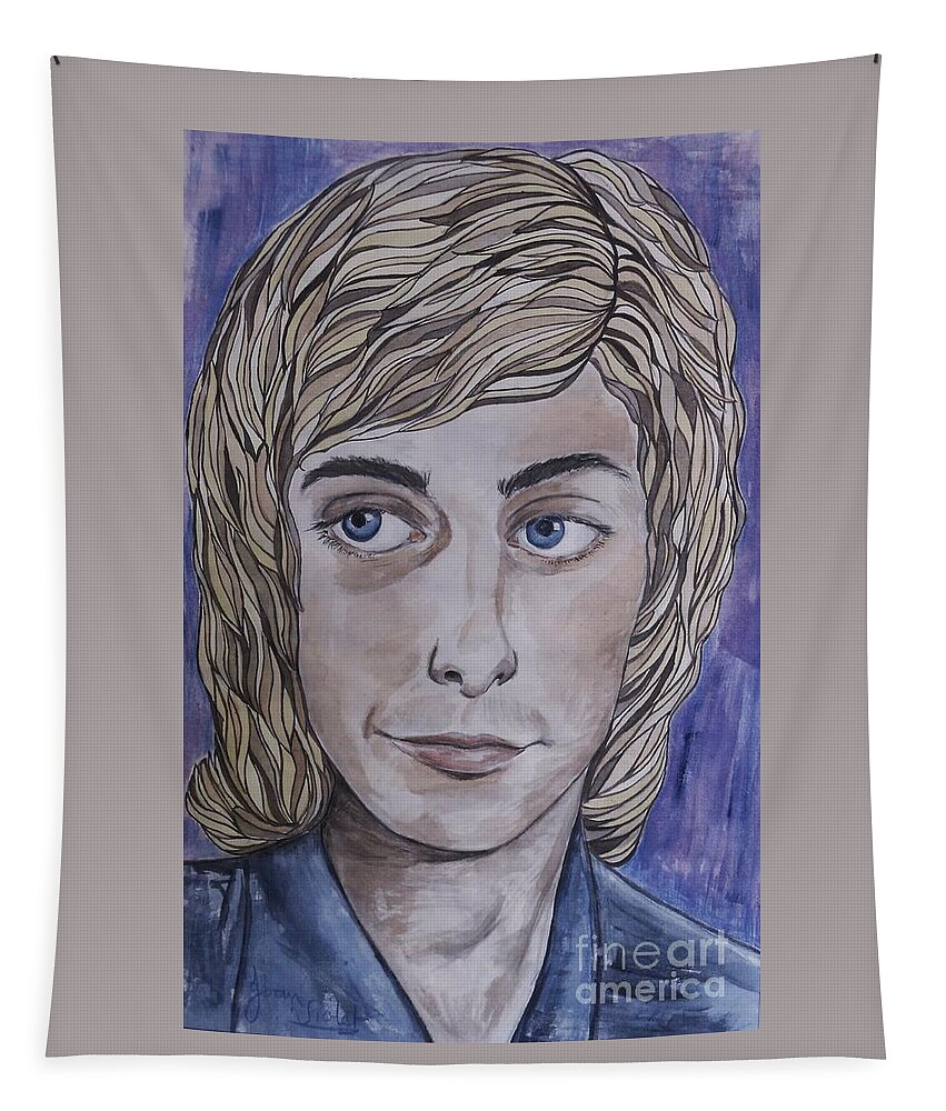 Barry Manilow Tapestry featuring the painting Portrait of Barry by Joan-Violet Stretch