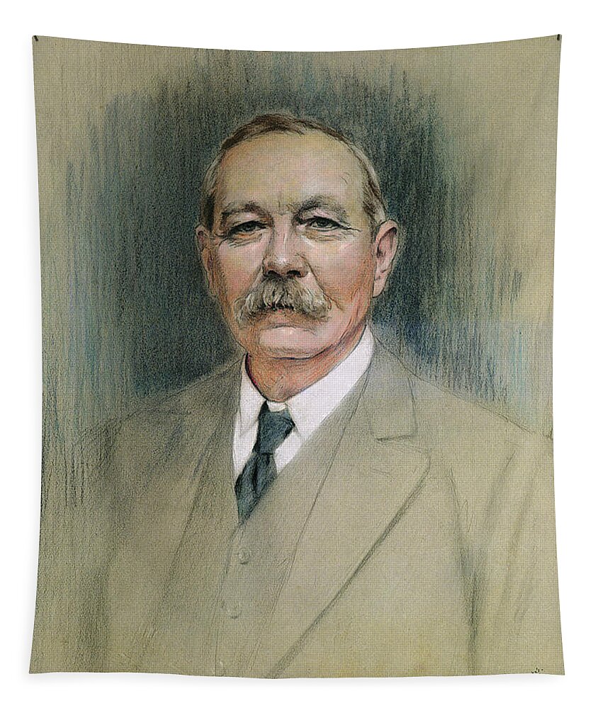 Author Tapestry featuring the painting Portrait Of Sir Arthur Conan Doyle by William Henry Gates