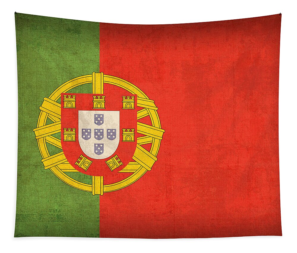Portugal Flag Vintage Distressed Finish Lisbon Portuguese Europe Nation Country Tapestry featuring the mixed media Portugal Flag Vintage Distressed Finish by Design Turnpike