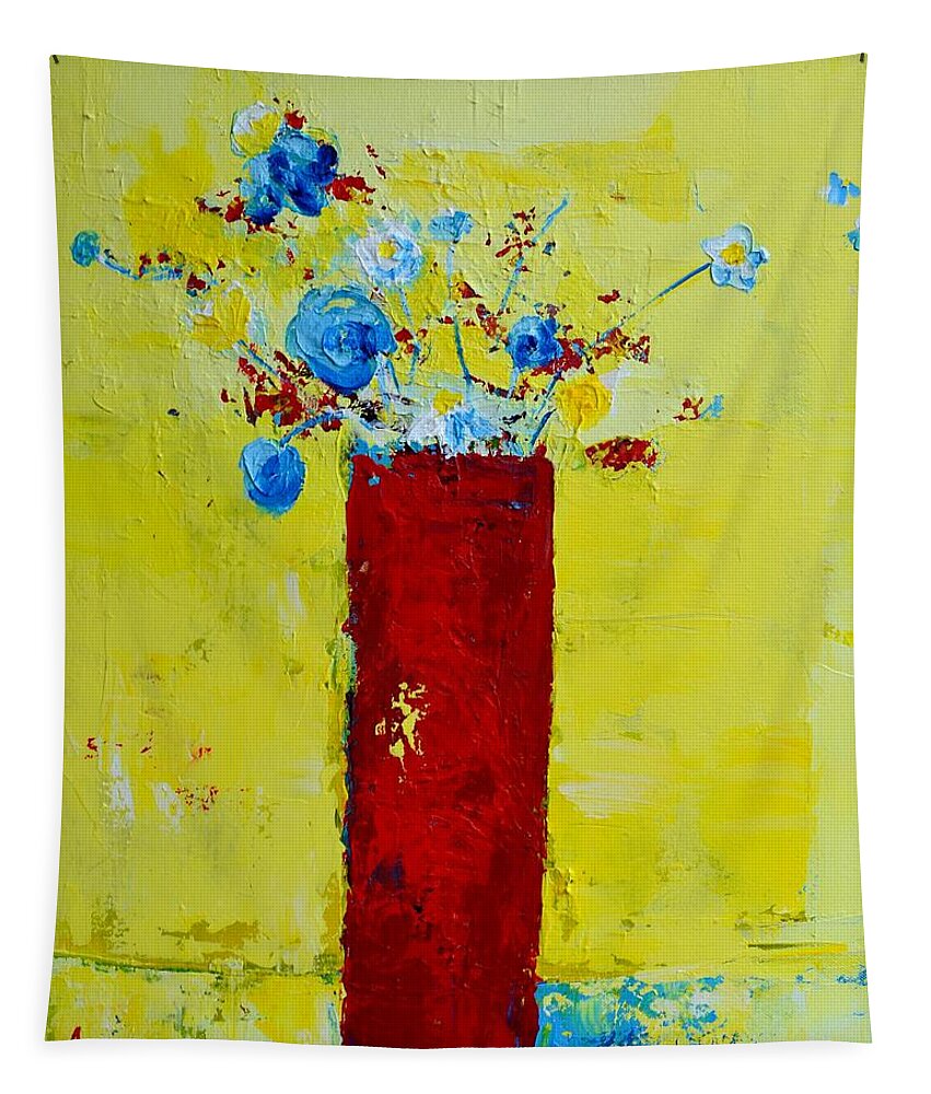 Flowers Tapestry featuring the painting Pot of Wild Flowers by Patricia Awapara
