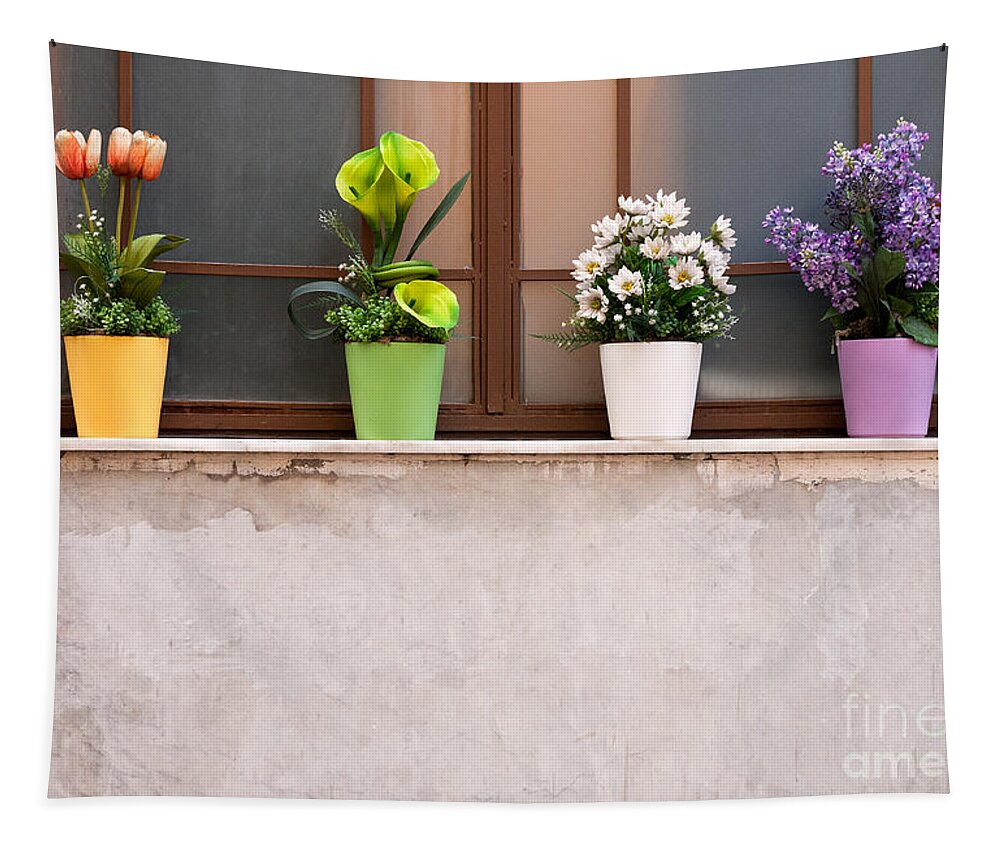 Istanbul Tapestry featuring the photograph Potted Flowers 01 by Rick Piper Photography