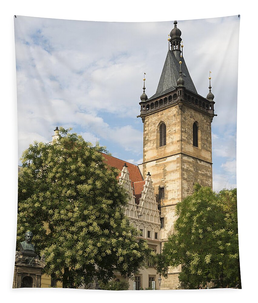 Prague Tapestry featuring the photograph Prague New Town Hall by Matthias Hauser
