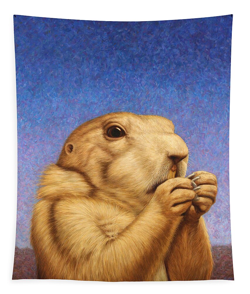 Prairie Dog Tapestry featuring the painting Prairie Dog by James W Johnson