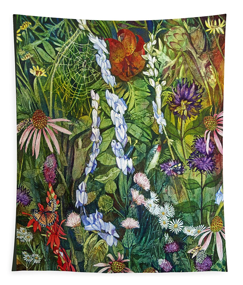 Prairie Tapestry featuring the painting Prairie web by Helen Klebesadel