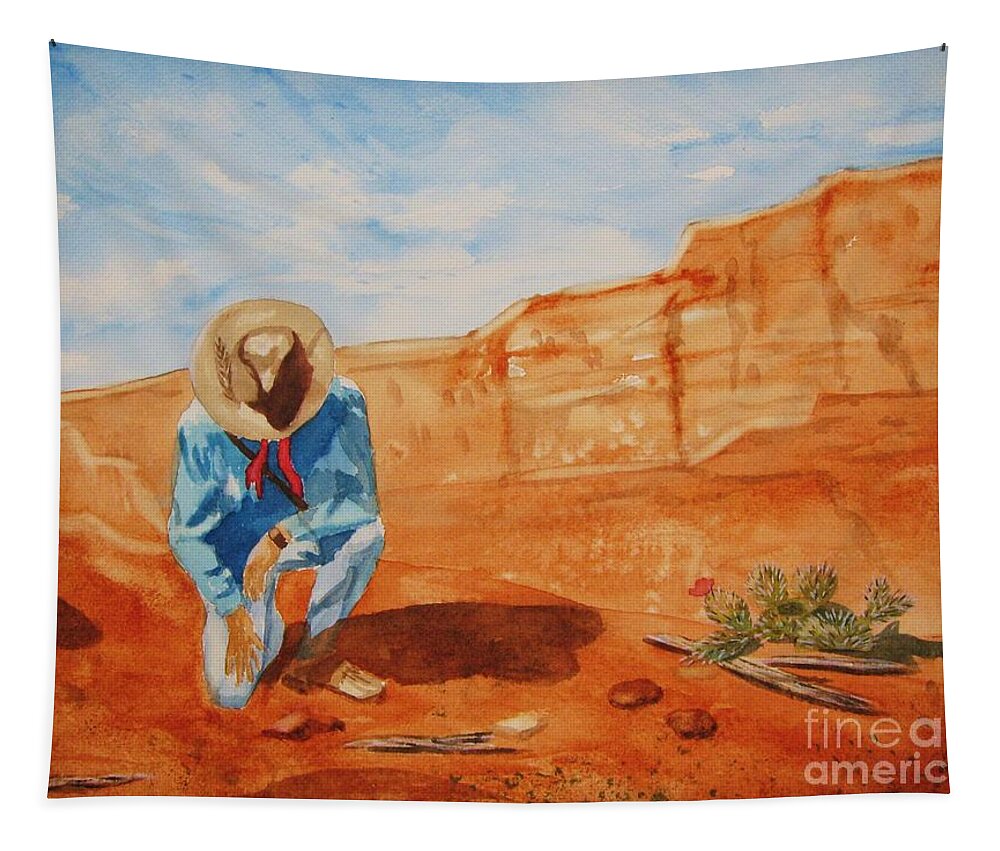 Sedona Tapestry featuring the painting Prayer for Earth Mother by Ellen Levinson