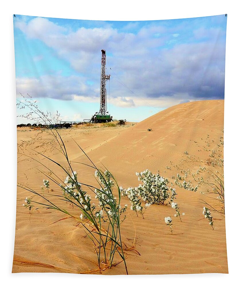 Precision Rig 10 Tapestry featuring the photograph Precision Rig 10 Near Monahans by Lanita Williams