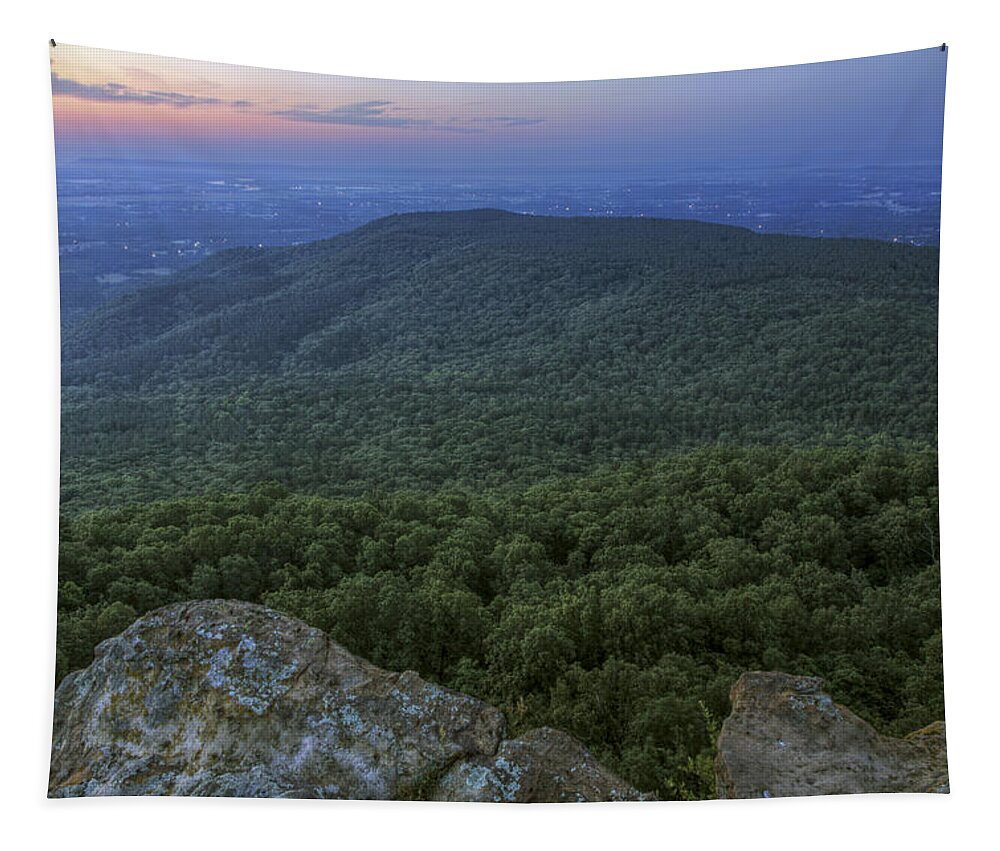 Mt. Nebo Tapestry featuring the photograph Predawn at Sunrise Point from Mt. Nebo - Arkansas by Jason Politte