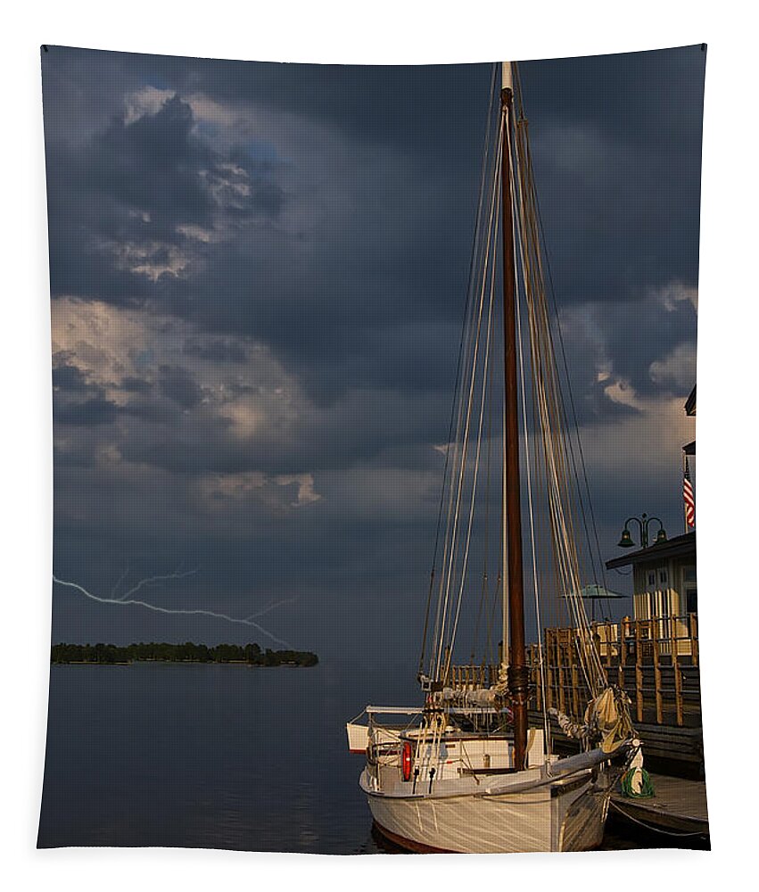 Sailboat Tapestry featuring the photograph Preparing For The Storm by Flees Photos