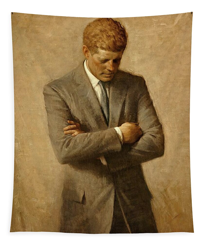 Kennedy Tapestry featuring the painting President John F. Kennedy Official Portrait by Aaron Shikler by Movie Poster Prints