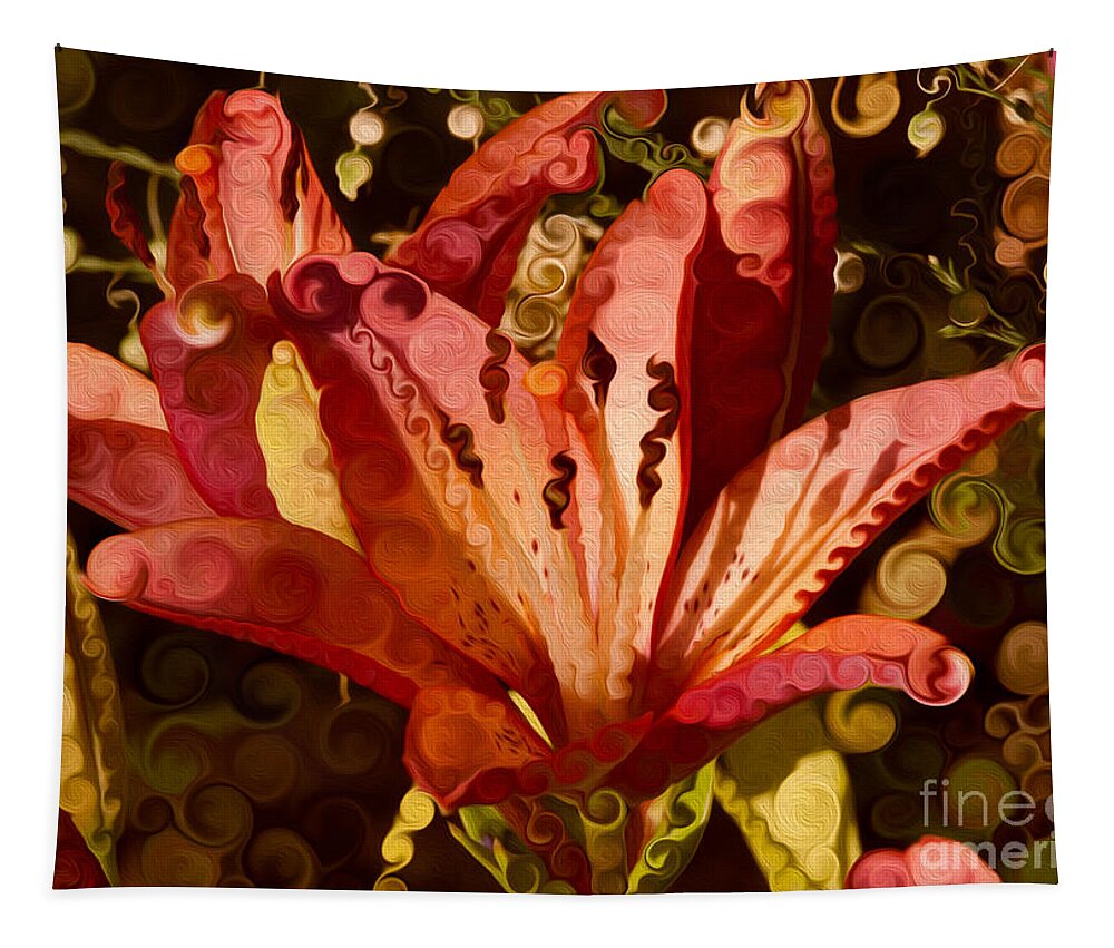Abstract Tapestry featuring the painting Pretty Pink Pouting Pleasures by Omaste Witkowski