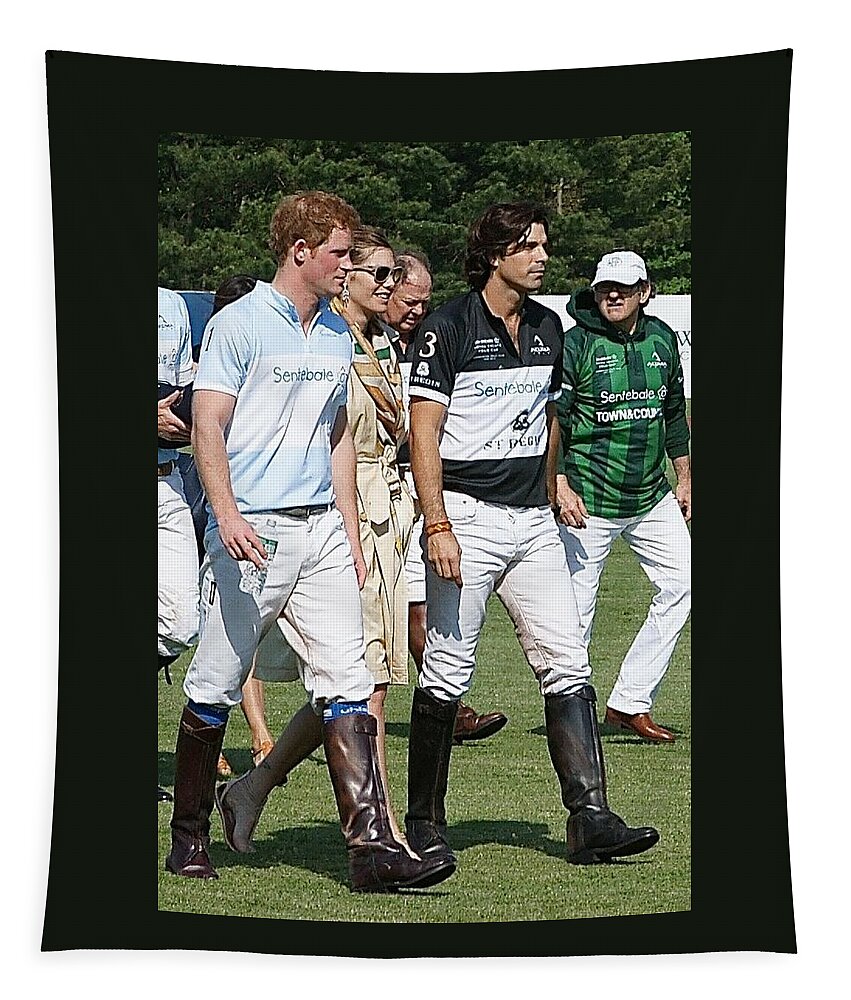 Prince Harry Tapestry featuring the photograph Prince Harry Delfina Belquier Nacho Figueras by Russel Considine