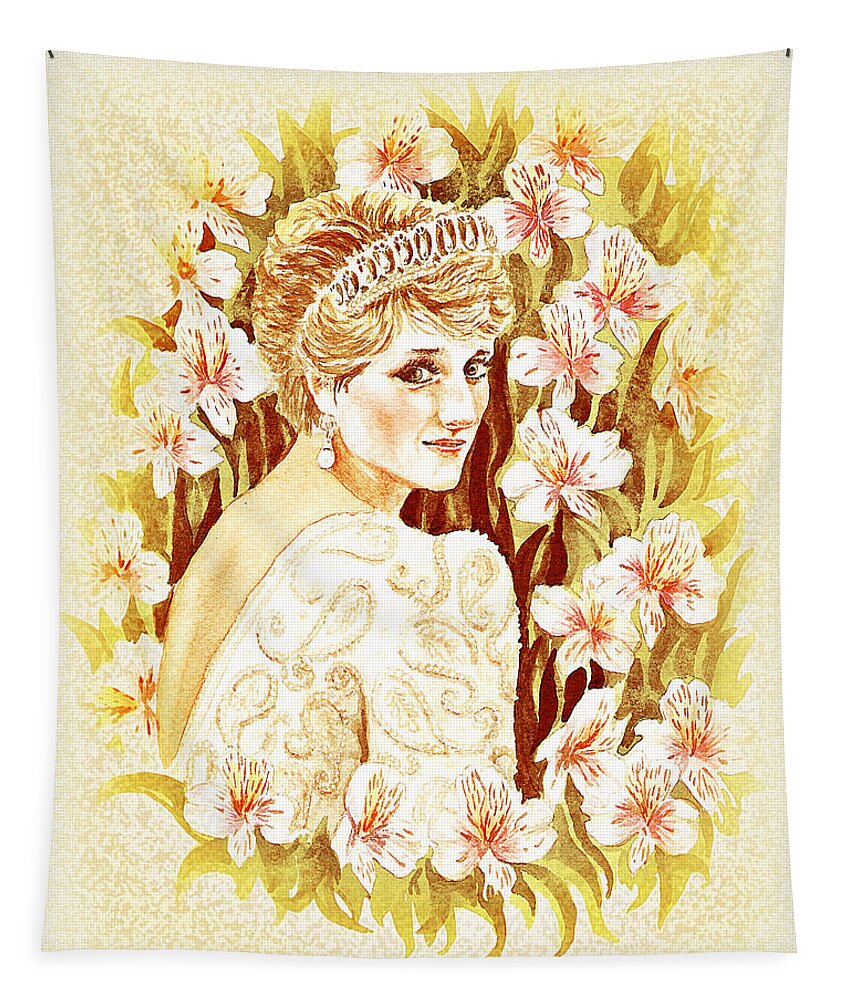 Princess Diana Tapestry featuring the painting Princess Diana by Irina Sztukowski