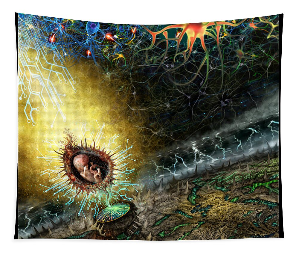 Tony Koehl Tapestry featuring the mixed media Programmable Evolution by Tony Koehl