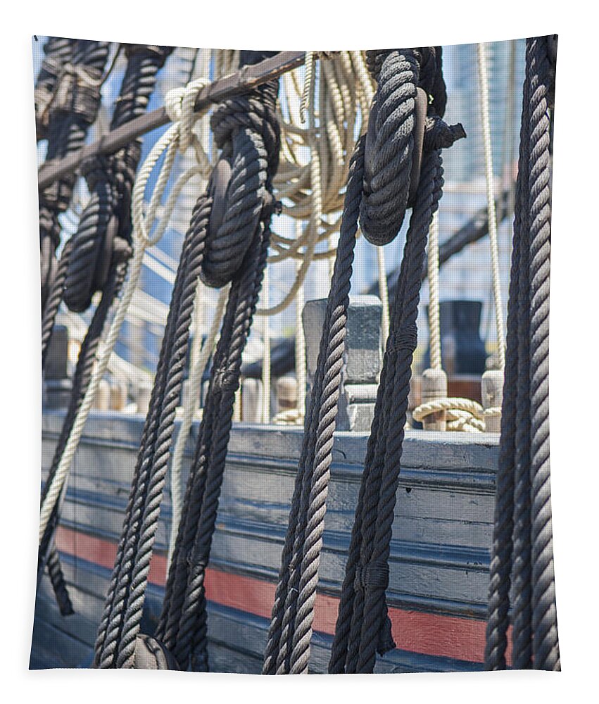 Rope Tapestry featuring the photograph Pulley and Stay by Scott Campbell