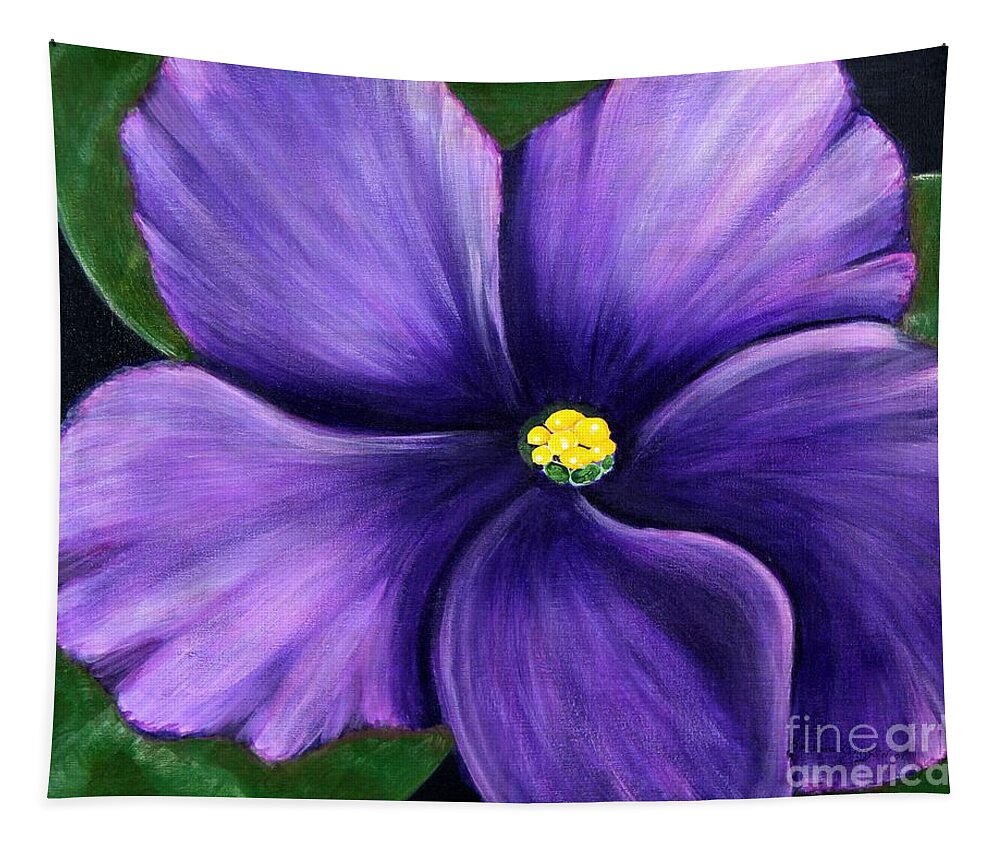 Barbara Griffin Tapestry featuring the painting Purple African Violet by Barbara A Griffin