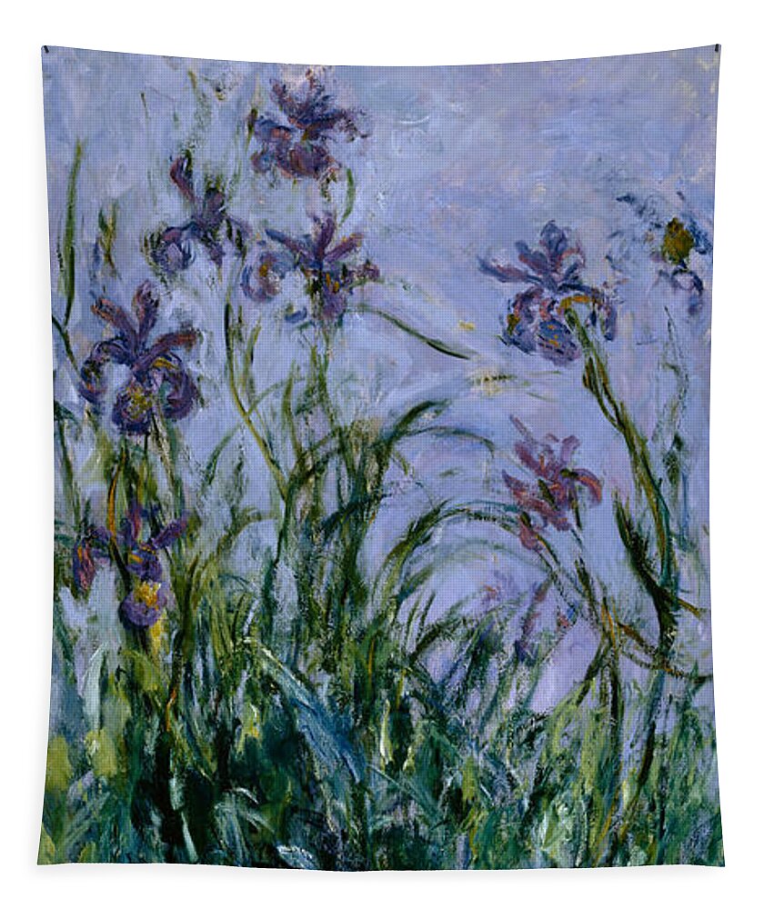 Purple Tapestry featuring the painting Purple Irises by Claude Monet