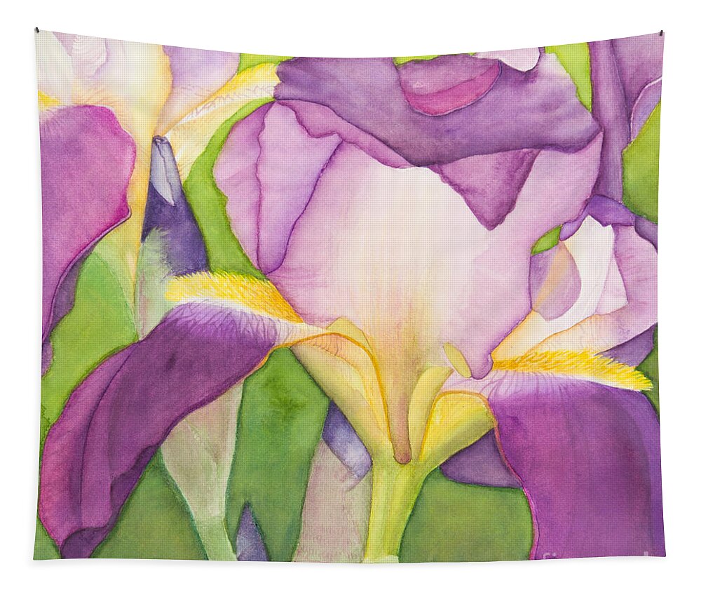 Flowers Tapestry featuring the painting Purple Irises by Sandra Neumann Wilderman
