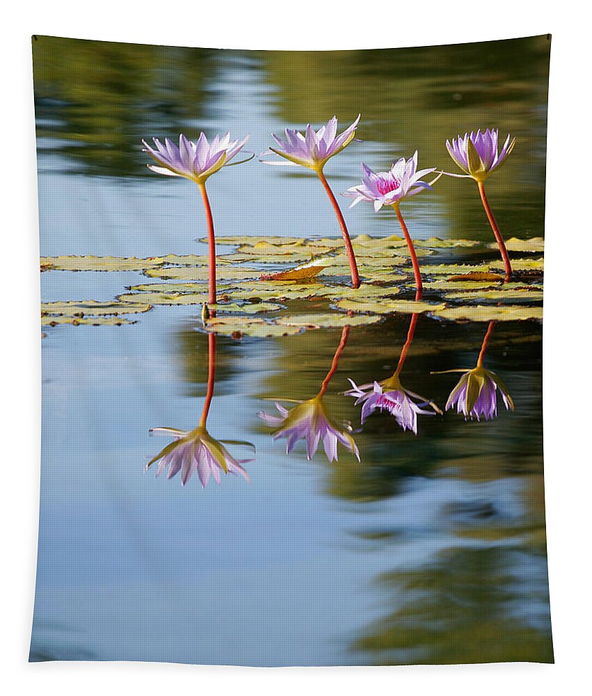 Lillies Tapestry featuring the photograph Purple Lillies by Peter Tellone