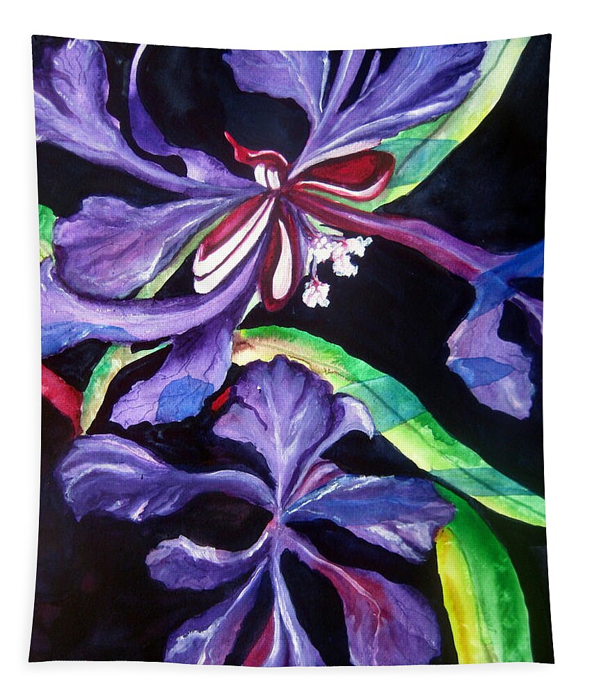 Purple Flower Tapestry featuring the painting Purple Wildflowers by Lil Taylor
