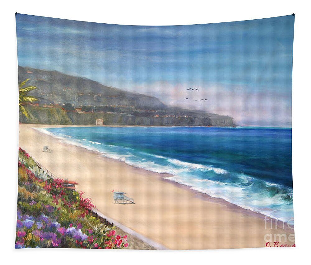 Beach Tapestry featuring the painting P.V. View by Jennifer Beaudet