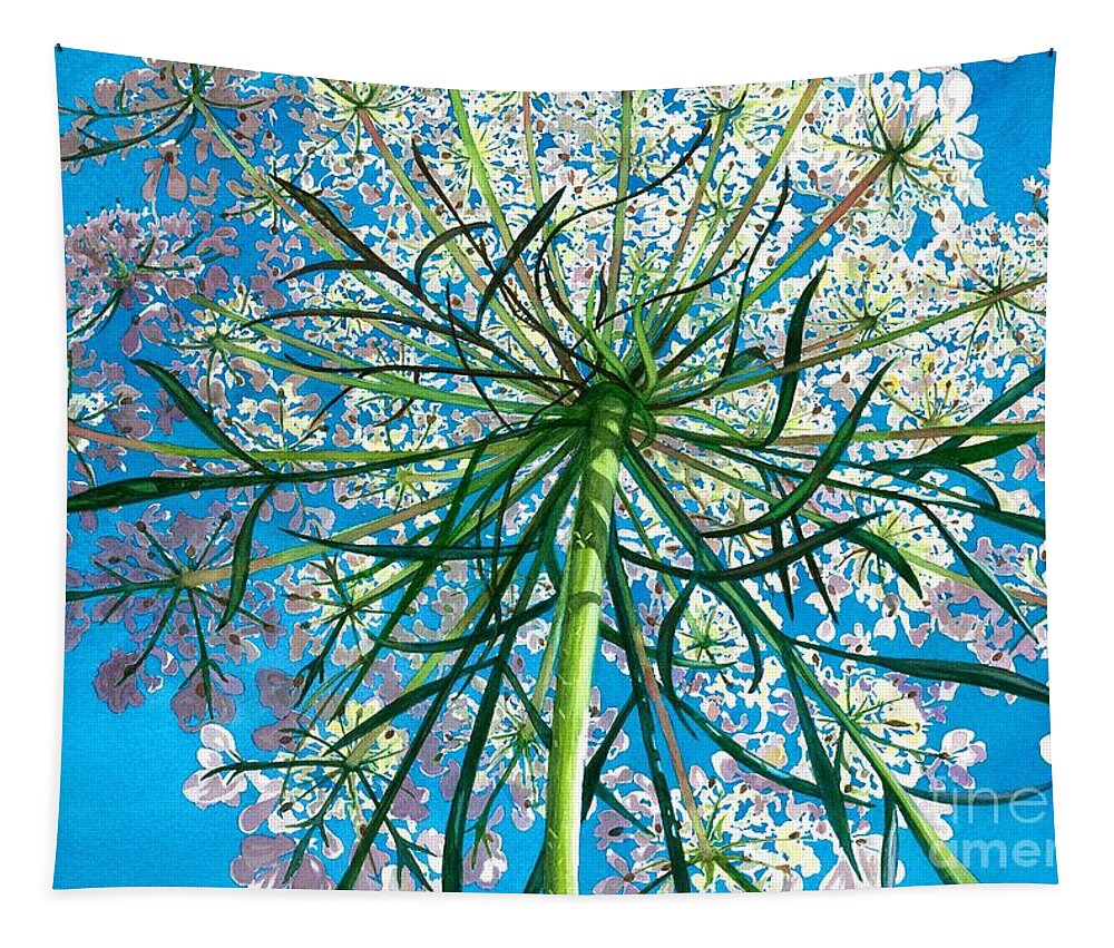 Flowers Tapestry featuring the painting Queen Anne's Lace Close Up by Barbara Jewell