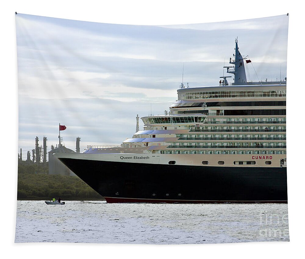 Queen Elizabeth Tapestry featuring the photograph Queen Elizabeth Leaving Southampton by Terri Waters