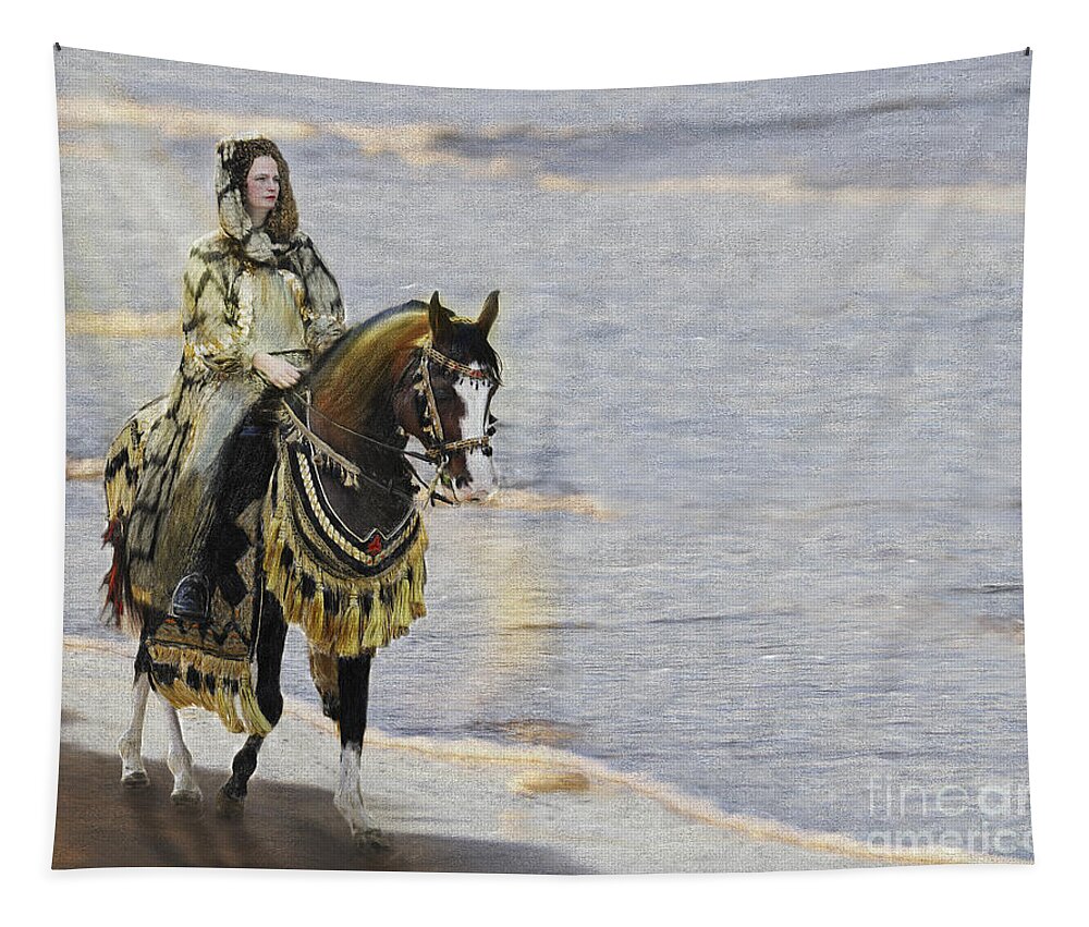 Horse Tapestry featuring the painting Queens War Horse by Constance Woods