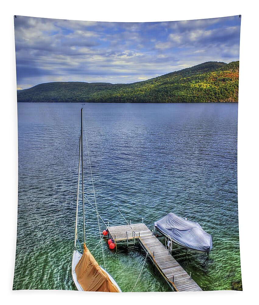 Adirondacks Tapestry featuring the photograph Quiet Jetty by Evelina Kremsdorf