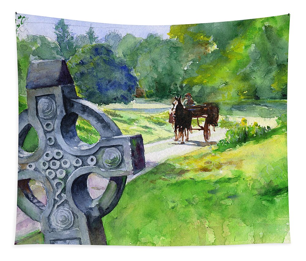 Watercolor Tapestry featuring the painting Quiet Man Watercolor 2 by John D Benson