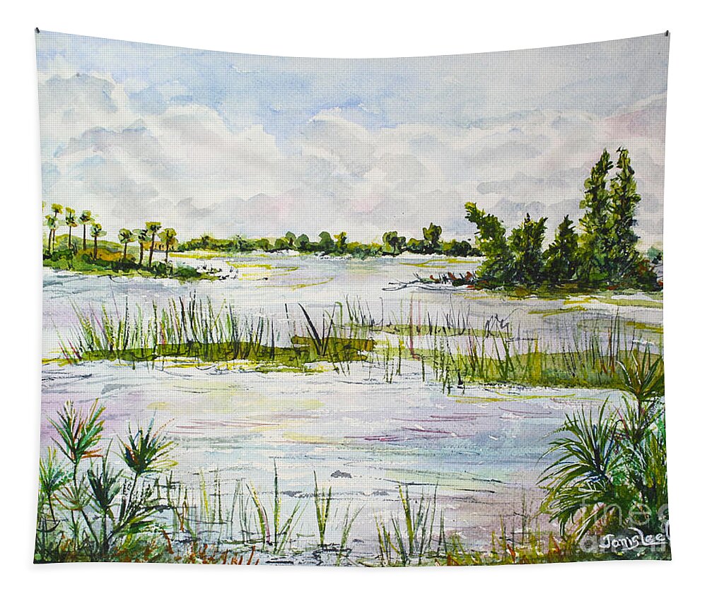 Florida Tapestry featuring the painting Quiet Waters Park Deerfield Beach FL by Janis Lee Colon